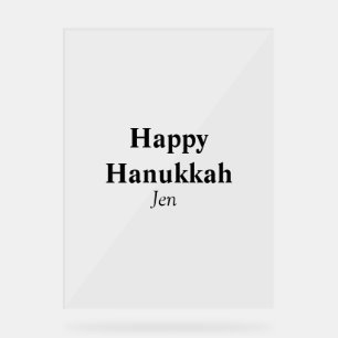 Señal Acrílica Feliz Hanukkah tu nombre imagen de texto editable
