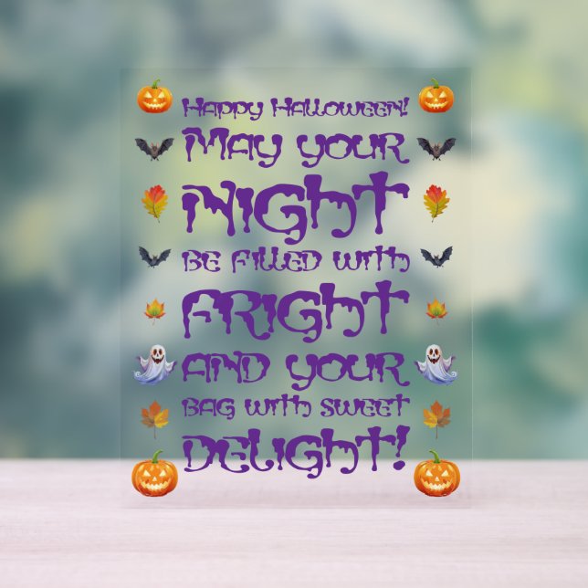 Señal Acrílica Feliz noche de Halloween de terror (Neutral )