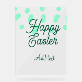 Señal Acrílica Feliz Pascua huevos verdes pastel nombre fecha sim