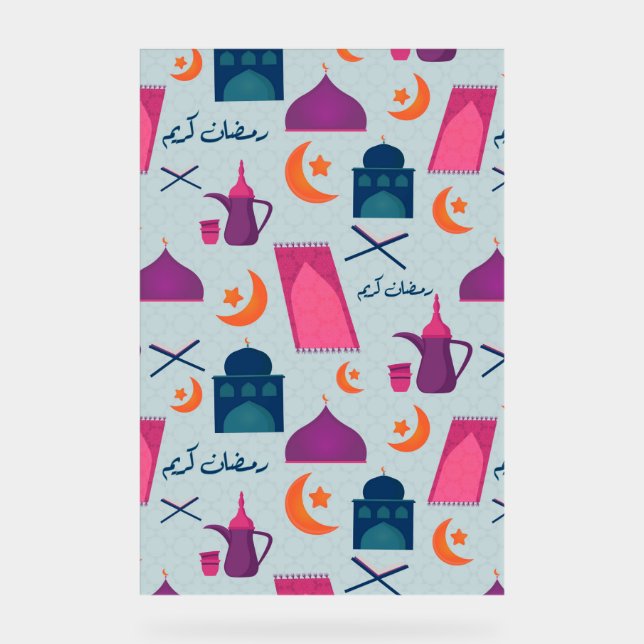 Señal Acrílica Feliz patrón de Ramadán (Anverso)