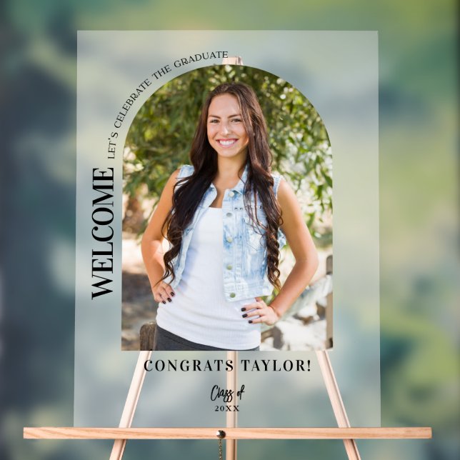 Señal Acrílica Festividad De Graduación De Fotos En Arco Moderno  (Neutral )