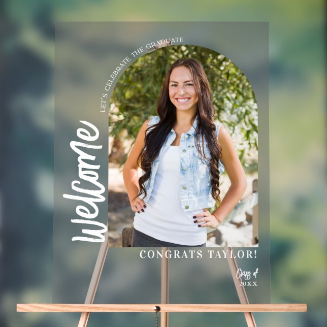 Señal Acrílica Festividad De Graduación De Fotos En Arco Moderno  (Neutral )