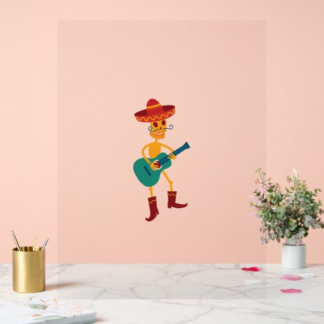 Señal Acrílica Festividad Skeleton Guitar Player (Boda)