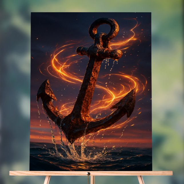 Señal Acrílica Fiery Rustic Anchor – Nautical Fantasy Wall Art (Neutral )