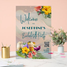 Señal Acrílica Fiesta de Bachelorette para bebidas tropicales