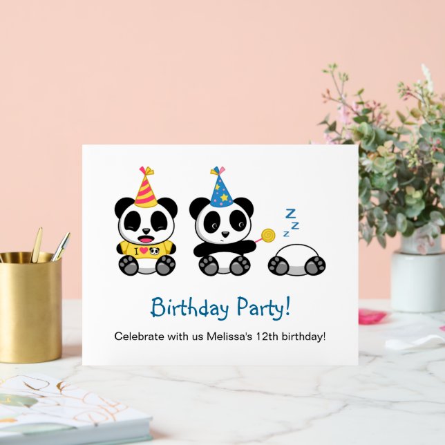 Señal Acrílica Fiesta de cumpleaños de Cute Pandas (Boda)