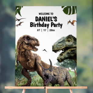 Señal Acrílica Fiesta de cumpleaños de Dinosaurio Imprimible, T r