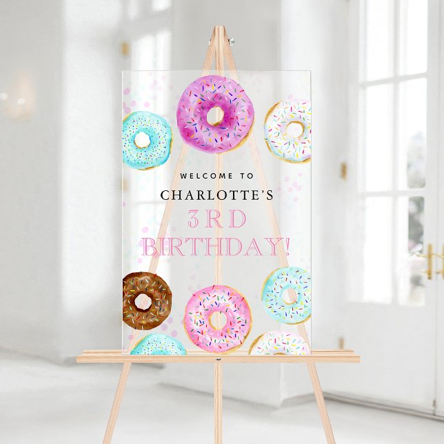 Señal Acrílica Fiesta de Cumpleaños de Donas Lindas Bienvenidos (Cute Donut Themed Birthday Party Welcome Acrylic Sign
#donutbirthday
#donutthemedparty
)