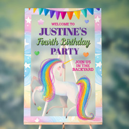 Señal Acrílica Fiesta de cumpleaños de unicornio mágico para cual