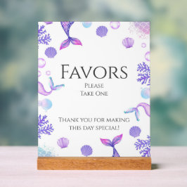 Señal Acrílica Fiesta de cumpleaños temática de Sirena morada fav