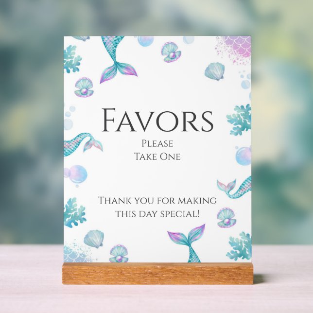 Señal Acrílica Fiesta de cumpleaños temática de sirena turquesa (Neutral )