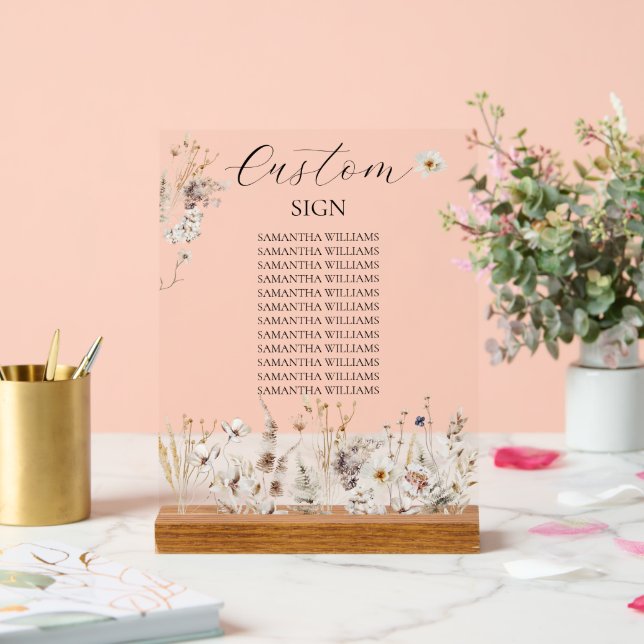 Señal Acrílica Fiesta de Despedida de Soltera Boho Rústica Elegan (Boda)