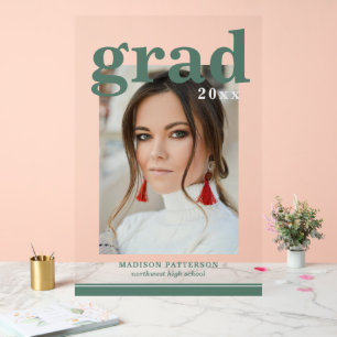 Señal Acrílica Fiesta de Graduación con Foto Script Moderno y Ele