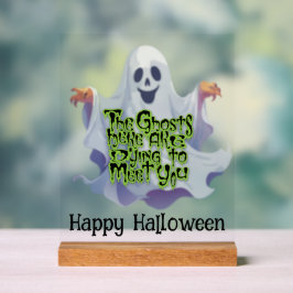 Señal Acrílica Fiesta de Halloween Saludos Fantasmales
