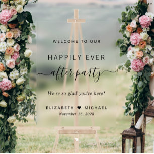 Señal Acrílica Fiesta de recepción de boda de felices para siempr