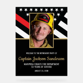 Señal Acrílica Fiesta de retiro de bomberos foto de bombero