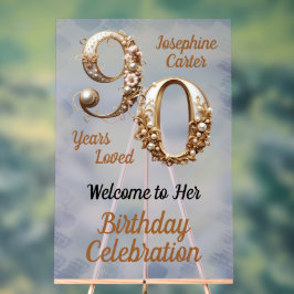Señal Acrílica Fiesta elegante de cumpleaños 90
