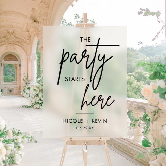 Señal Acrílica Fiesta empieza aquí Bienvenida Boda Frosted (Subido por el creador)