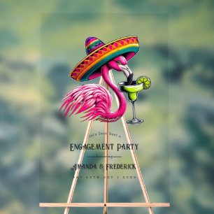 Señal Acrílica Fiesta Flamingo Sombrero Fiesta de Compromiso Bien