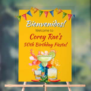 Señal Acrílica Fiesta Mexicana Cumpleaños número 50 Bienvenidos W