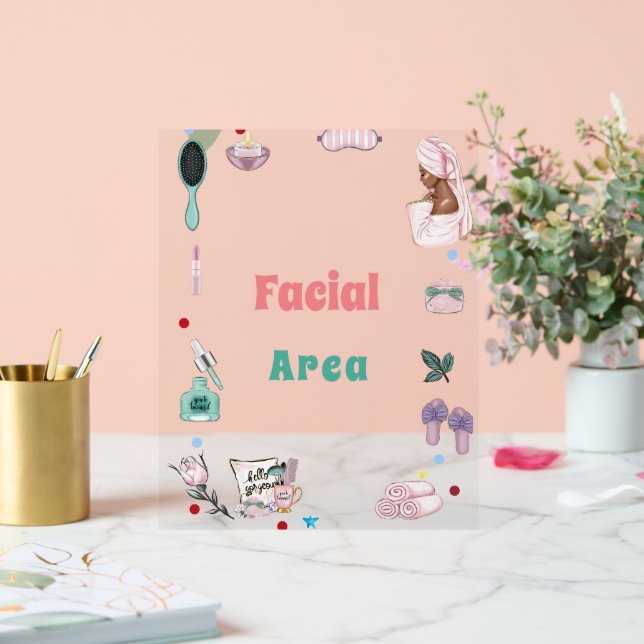 Señal Acrílica Fiesta Pamper Rótulo facial de cumpleaños (Boda)