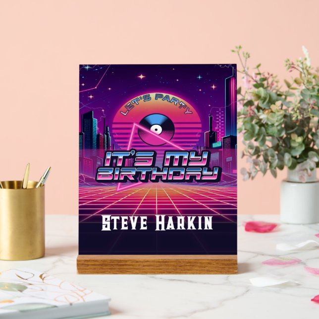 Señal Acrílica Fiesta Rockin Vaporwave (Boda)