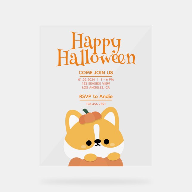 Señal Acrílica Fiesta simple de diversión de Halloween (Anverso)