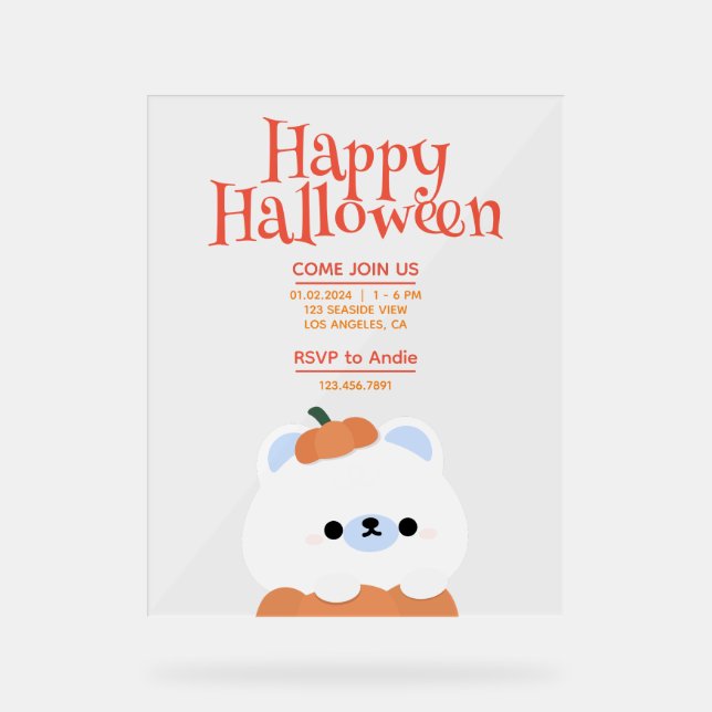 Señal Acrílica Fiesta simple de diversión de Halloween (Anverso)