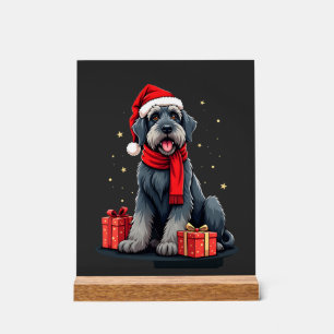 Señal Acrílica Fiestas de Navidad del perro del schnauzer gigante