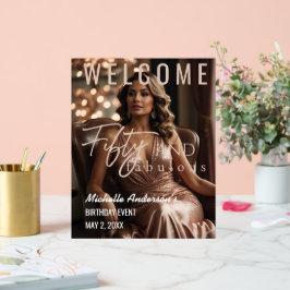 Señal Acrílica Fifty and Fabulous Rose Gold Acrylic Table Sign 