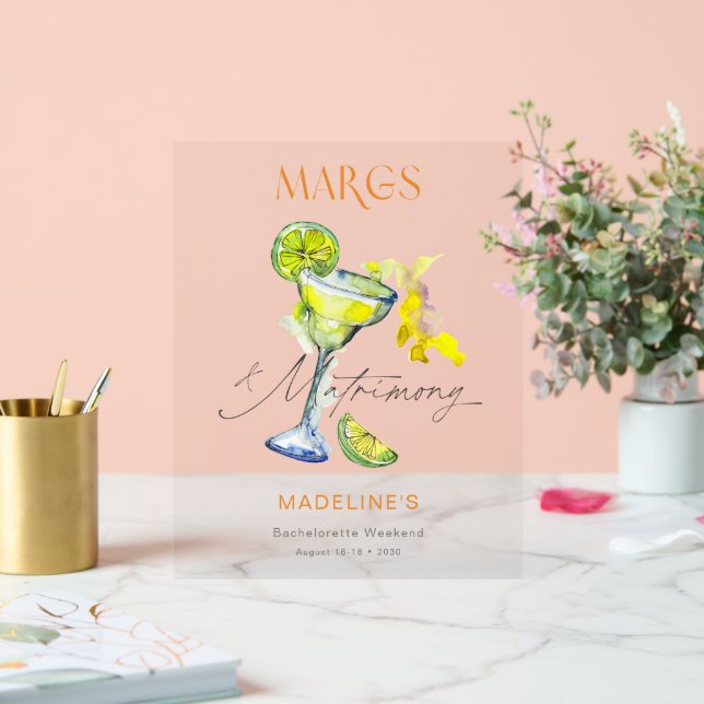 Señal Acrílica Fin de semana de soltera elegante Margs & Matrimon (Boda)