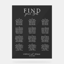 Señal Acrílica Find Your Seat! Elegant Black Transparent Wedding
