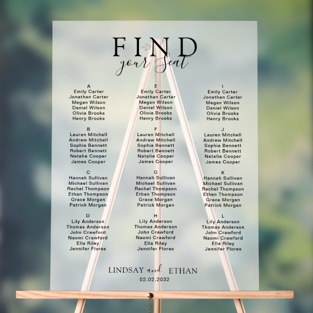 Señal Acrílica Find Your Seat! Elegant White Transparent Wedding (Neutral )