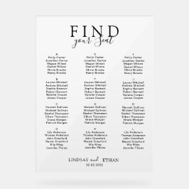 Señal Acrílica Find Your Seat! Elegant White Transparent Wedding