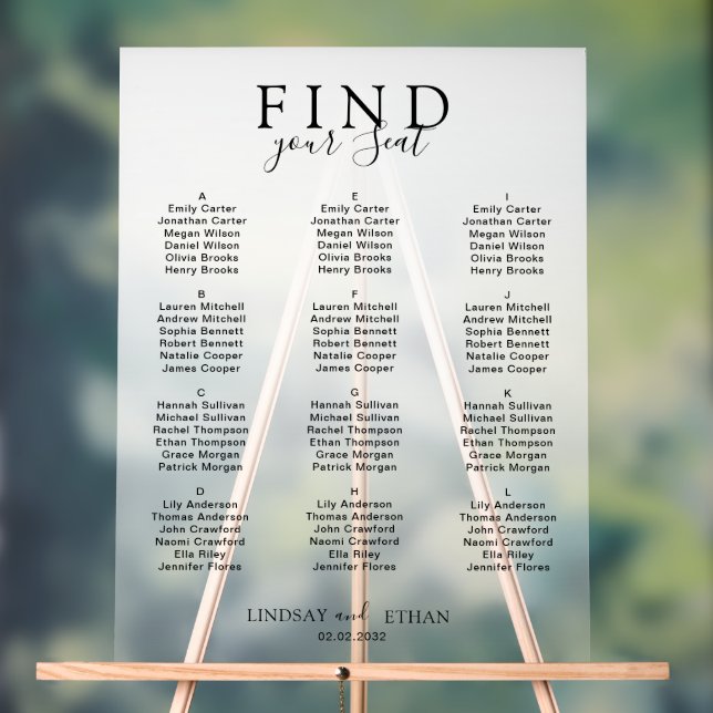 Señal Acrílica Find Your Seat! Elegant White Transparent Wedding (Neutral )