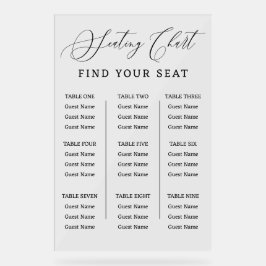 Señal Acrílica Find Your Seat Wedding Seating Chart Sign 