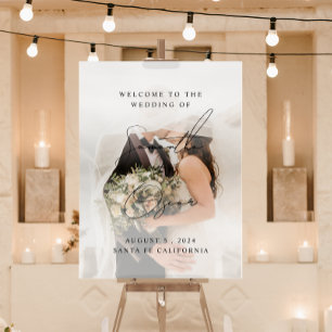 Señal Acrílica Firma de bienvenida de boda elegante, nombres pers