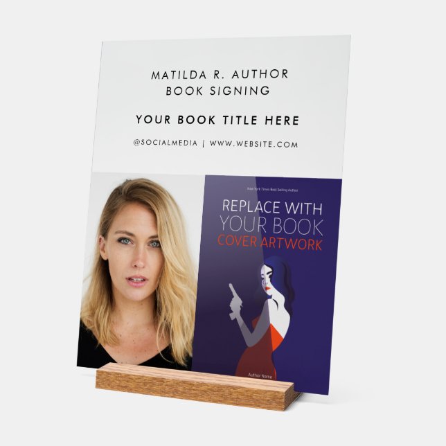 Señal Acrílica Firma de libros | Promoción de portada del libro d (Ángulo)