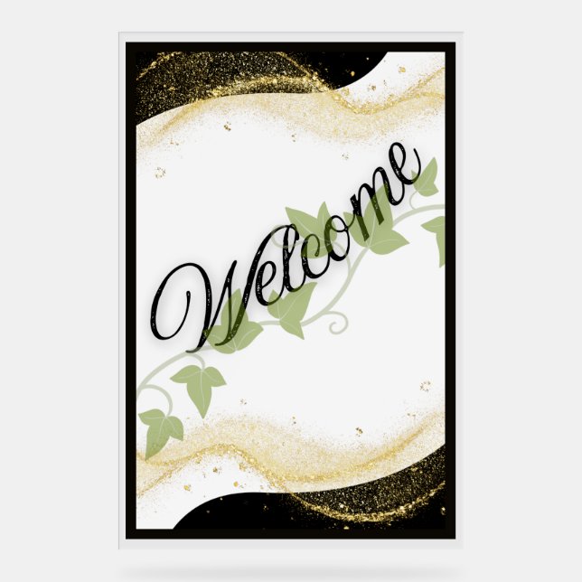 Señal Acrílica Firma del boda de bienvenida (Anverso)