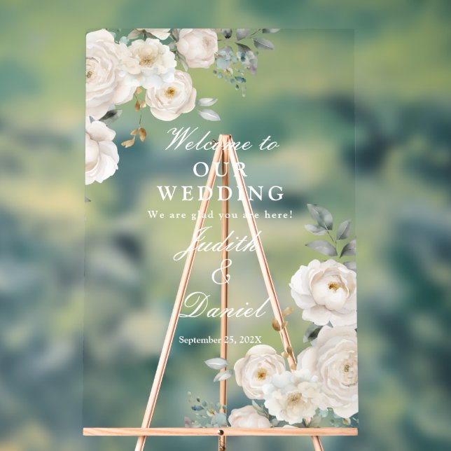 Señal Acrílica Firma del boda de bienvenida (Neutral )