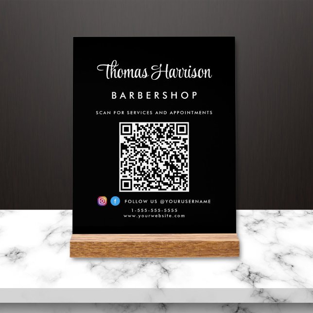 Señal Acrílica Firma estilo Script QR Código de negocio Negro (Subido por el creador)