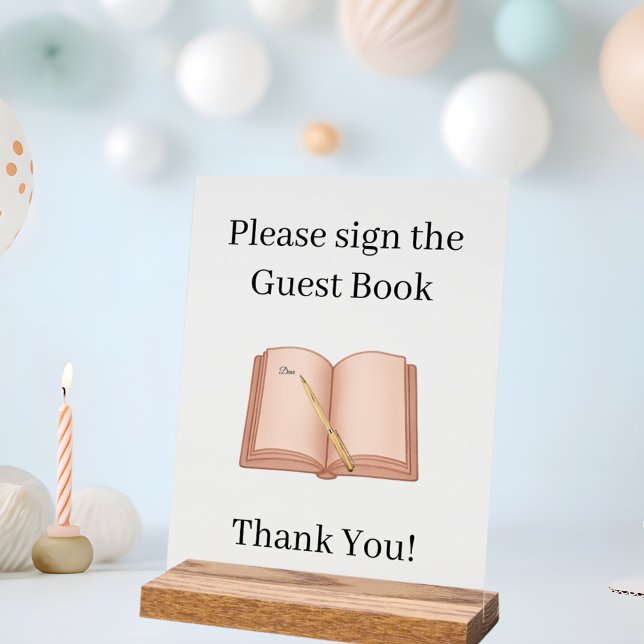 Señal Acrílica Firme el Libro de Invitados rosa oro claro (Subido por el creador)