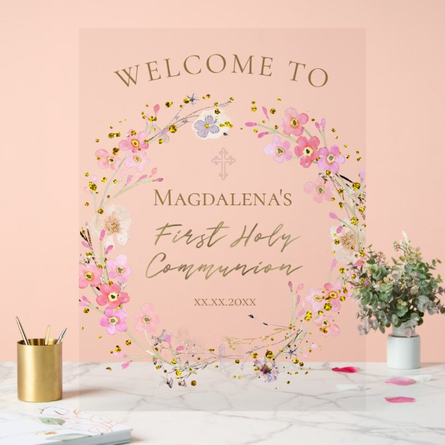 Señal Acrílica First Communion girl welcome (Boda)
