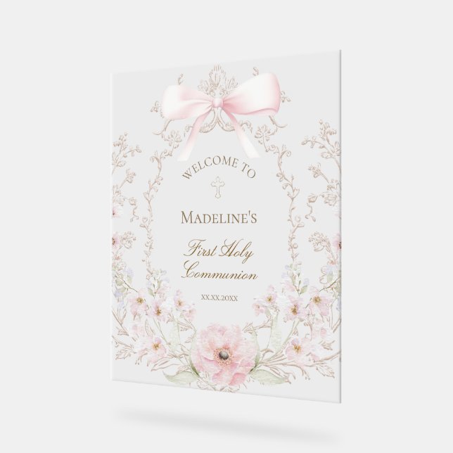Señal Acrílica First Communion girl welcome (Ángulo)
