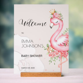 Señal Acrílica Flamingo rosa Es un Baby Shower Chica