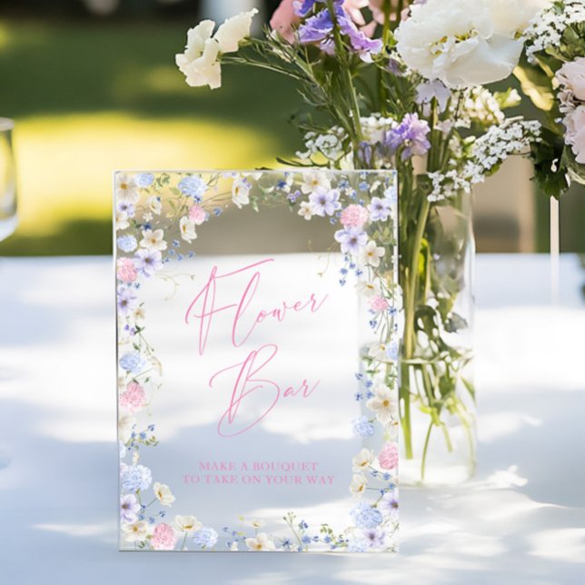Señal Acrílica Flor Bar Floral Mesa de ducha de novia rosa (Subido por el creador)