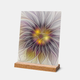 Señal Acrílica Flor colorida luminosa, abstracta fractal moderno