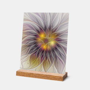 Señal Acrílica Flor colorida luminosa, abstracta fractal moderno