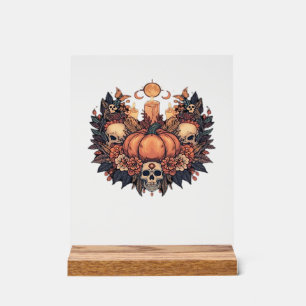 Señal Acrílica Flor de Calabaza � Luz de Velas de Otoño y Dañar F