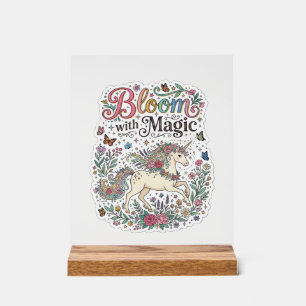 Señal Acrílica Flor de Unicornio con Tipografía Vectorial Premium